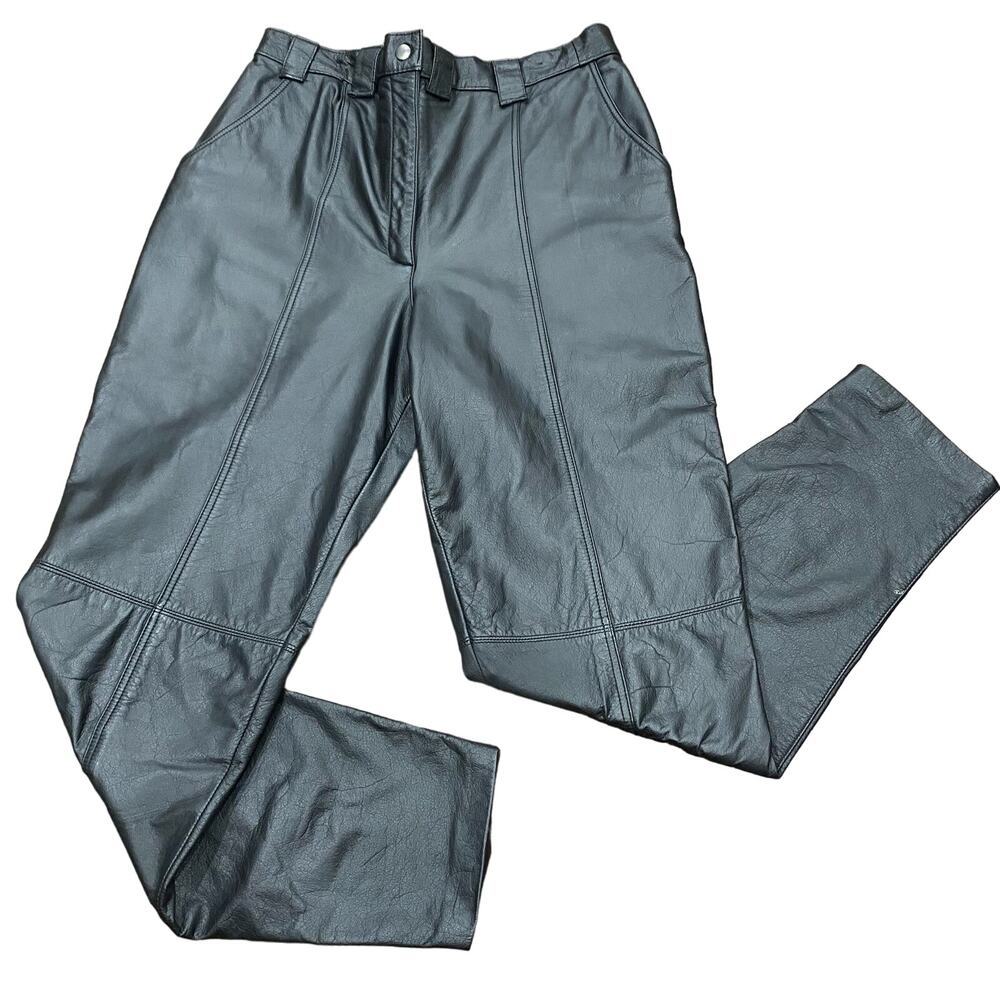 Vintage Eclipse Womens Genuine Leather Lined Motorcycle Biker Tapered Leg Pants